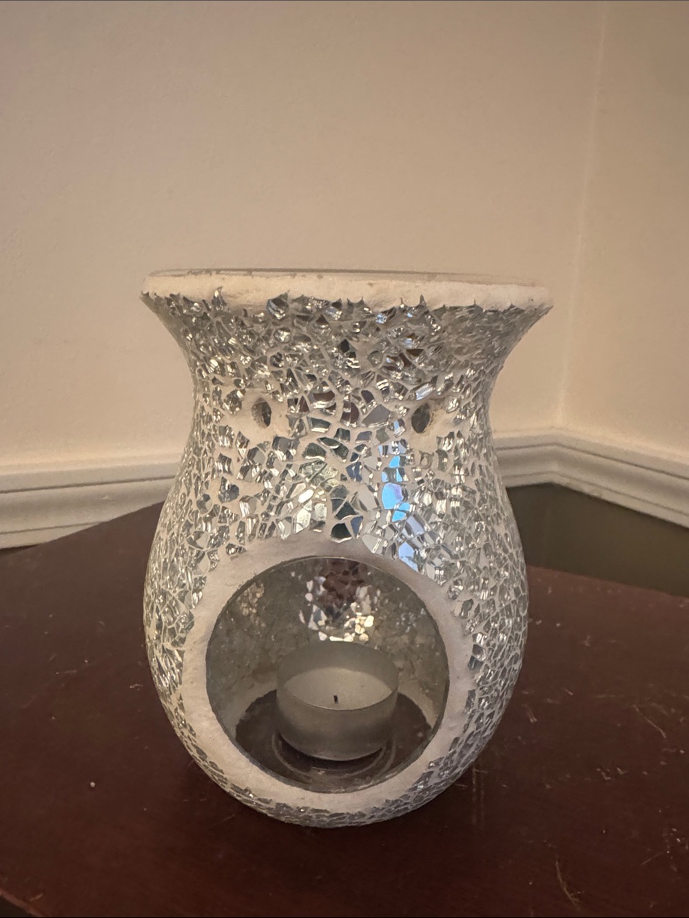 Source Unknown Silver Mirrored Mosaic Candle Warmer